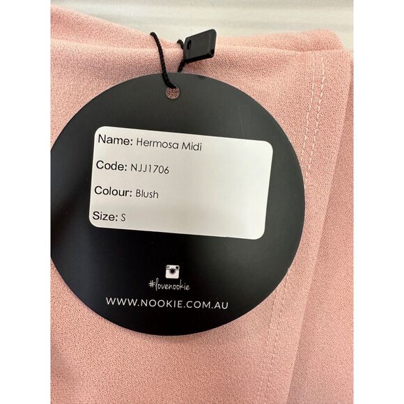 Nookie Hermosa Cold Shoulder Midi Dress Blush Pink Girly Bodycon Small - Picture 11 of 11